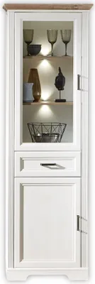 Produktbild von Vitrine JASMIN 1-türig - Landhausstil Pinie weiß mit Beleuchtung