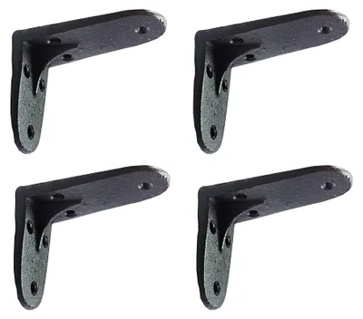 Gusseiserne Regalträger Borris, schwarz, L, 4er-Set