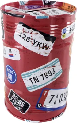 Produktbild von Metall-Spardose für Reisen ohne Öffnung im Roadtrip Design ca. 12,5 cm