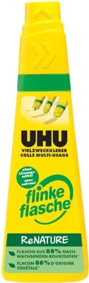 Produktbild von UHU Vielzweckkleber flinke Flasche Renature 100g, 60 °C, RoHS, REACH, CE, Sichtverpackung, 1 Stück(e)