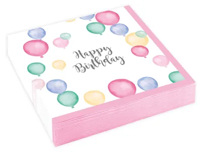 Zdjęcie produktu dla serwetki amscan Happy Birthday Pastel 25x25cm 20 szt