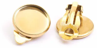 Produktbild von Vintageparts Ohrclips für 12mm Cabochons aus 304 Edelstahl goldfarben, 2 Stück