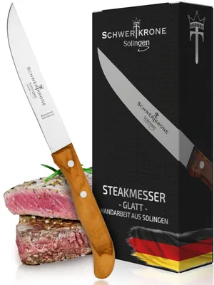 Image de Couteaux à steak, couteaux à pain, couteaux de table, couteaux à jambon. de Solingen. Bois d'olivier (lame lisse)