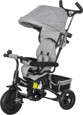 Image de Tricycle pour enfants Fortuna Lai 6 en 1 avec barre de poussée, toit, ceinture, panier de rangement, pour les 1 à 5 ans, gris