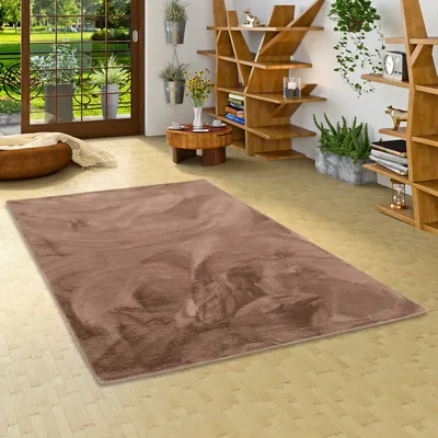 Produktbild von Luxus Super Soft Fellteppich Plush Braun, Größe:60x90 cm