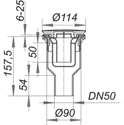 Produktbild von Dallmer Duschwannenablauf Orio V senkrecht, Haube Edelstahl, DN50