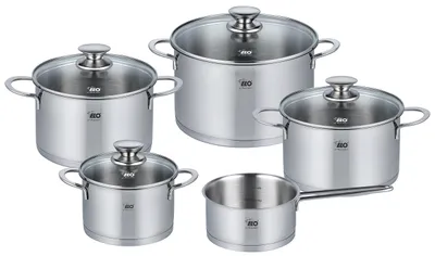 Pannenset 5-teilig Edelstahl Silber mit Glasdeckel