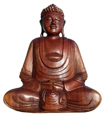 Buddha-Figur aus Holz, handgeschnitzt, 30 cm, traditionell