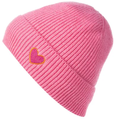 Produktbild von styleBREAKER Damen Strick Beanie Mütze Herz Stickerei, Rosa
