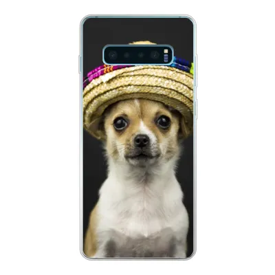 Produktbild von MuchoWow® Handyhülle Schutzhülle Hülle für Samsung Galaxy S10 Lite Hund - Sombrero - Schwarz Silikon Softcase Handy Hülle - Schutz