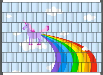 Produktbild von Wallario Zaunsichtschutz mit Motiv Einhorn mit Regenbogen aus dem Hintern für Ein- und Doppelstabmatten Zäune in der Größe 200 x 140 cm