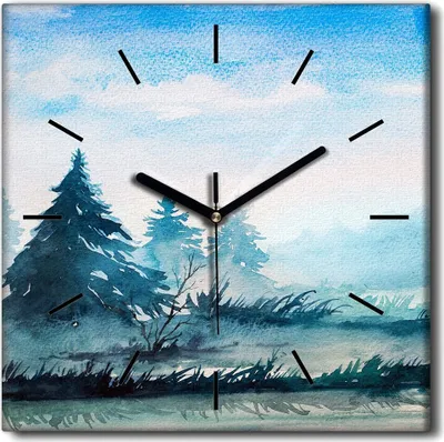 Produktbild von Coloray Uhr auf Leinwand 30x30 cm Wand Uhr Dekoration Wohnzimmer Segeltuch schwarze Hände -Baumlandschaftsberge.