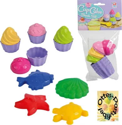 Produktbild von Sandspielzeug: 4 Sandförmchen + 8tlg. Cup Cake Set