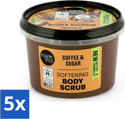 Produktbild von Organic Shop - Bio-Körperpeeling mit Kaffee und Zucker - Feuchtigkeitsspendend und Peeling - 250 ml - Vorteilspack - 5 Stücke