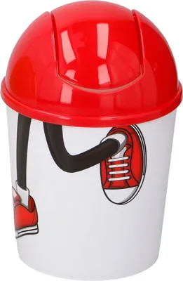 Image de Couvercle basculant poubelle 4l corbeille à papier collecteur de déchets poubelle de bureau seau, couleur:rouge