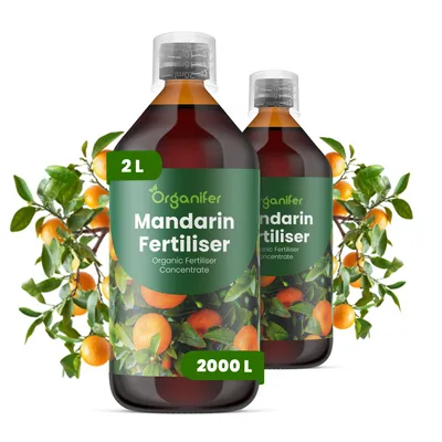 Obrázek produktu pro Mandarínový Strom Tekuté Hnojivo 2x1 L – 2-1-8 NPK – Pro Mandarínové Stromy – Podporuje Stabilné Kořeny & Rovnomernú Tvorbu Plodov – Organifer
