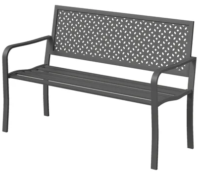 Produktbild von Outsunny Gartenbank 2-Sitzer Metall wetterfest Outdoor Sitzbank mit Rückenlehne