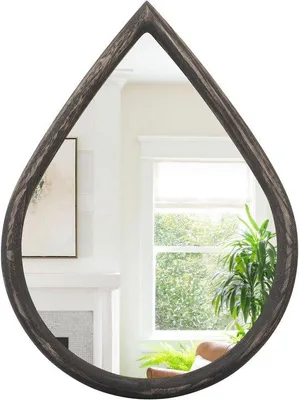 Productafbeelding van Decoratieve Ovale Wandspiegel met Houten Frame - Teardrop Spiegels voor Woonkamer en Slaapkamer - 65x45cm