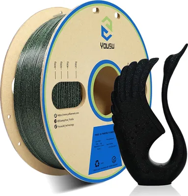 Obrázok produktu pre Filament pre 3D tlačiarne YOUSU, 1,75 mm, čierny PLA, materiál pre 3D tlač svietiaci v tme, kompatibilný s 3D tlačiarňami FDM, presnosť +/-0,03 mm, štandardný, 1 rolka, 1 kg