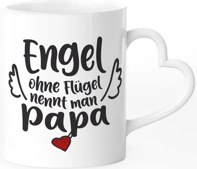 Produktbild von Kaffee-Tasse Engel ohne Flügel nennt man Mama / Papa Geschenk zum Vatertag Muttertag Dankeschön SpecialMe® Papa weiß Herz-Tasse