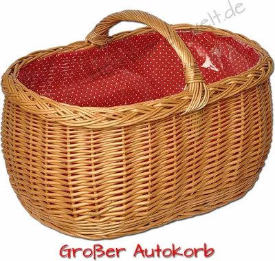 Produktbild von YULKA Einkaufskorb  Weidenkorb Autokorb Weide Korn Korb  (L) 52 x (B) 35 x (H) 27/36) mit Einlage
