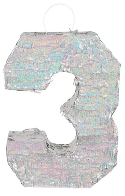 Image de Piñata chiffre 3 holographique argenté