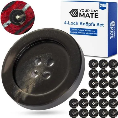 Produktbild von Kunstharz-Knöpfe 24 Stück Ø 22,7 mm schwarz Polyester