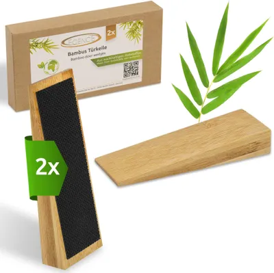 Produktbild von ECENCE 2er Set Türstopper Boden - Türkeile aus Bambus mit rutschfestem Gummi, Door Stopper für Z