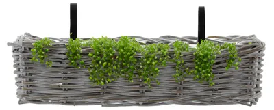 Produktbild von Balkonkorb - Rattan geflochten - weis - 60 x 20 x 16 cm - Blumen/Pflanzen - Zaunkorb