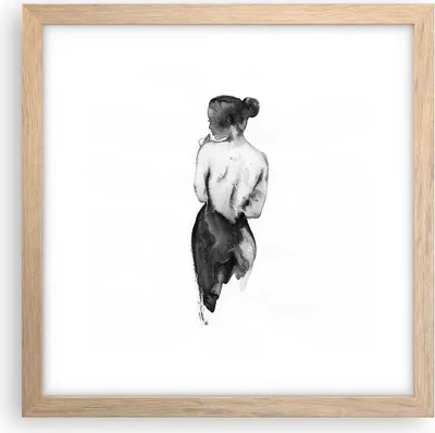 Produktbild von Gerahmtes Poster - Rahmen in heller Eiche - Aquarell Frau Nacktheit - 30x30 cm - Wand Bild - Wanddeko - Wandbilder - Kunstposter - Wandposter - Bilderrahmen - Bilder - Kunstdruck - P2NAC30x30-4721