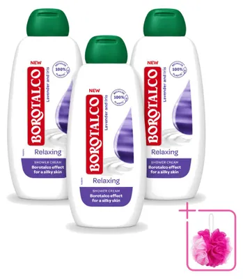 Obrázek produktu pro 3 kusy sprchového gelu Borotalco Relaxing – Levandule a kosatec – 250 ml – Balení