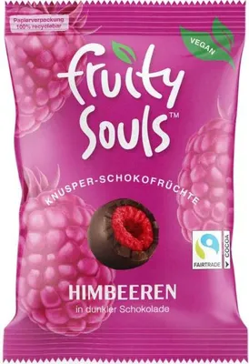 Produktbild von FruitySouls Knusper-Schokofrüchte Himbeeren vegan 80g