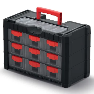 Obrázok produktu pre Prosperplast Plastový závesný organizér MULTICASE CARGO 400x200x260 červené rukoväte