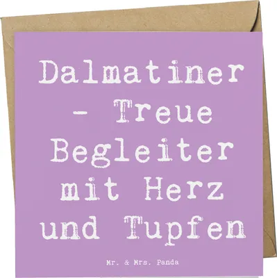 Produktbild von Mr. & Mrs. Panda Klappkarte Spruch Dalmatiner Herz - Lavendeltraum - Geschenk, faltkarte, Eigenschaften, Glückwunschkarte, Geselligkeit, Tupfen, Hunderasse, Grußkarte