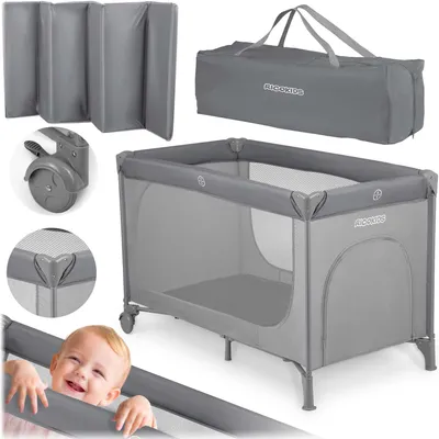 Obrázok produktu pre Cestovná postieľka + matrac + taška125 x 65 x 78 cm RK-240 sivá
