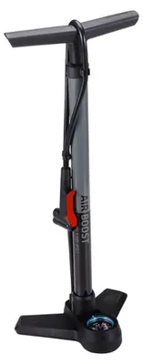 Produktbild von BBB Cycling Standpumpe AirBoost grau - kompakte Hochdruckpumpe für präzises A...