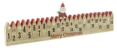 Holz-Adventskalender mit Weihnachtsmann-Marker, 55x10x2 cm