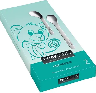 Zdjęcie produktu dla Puresigns | Zestaw sztućców dla niemowląt One Medo Niedźwiadek, 2 szt.