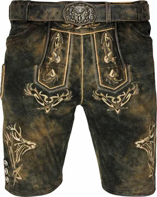 Produktbild von MADDOX Kurze Herren Lederhose "Felixsee" mit Gürtel | Antik H. Schiefer Größe: 48