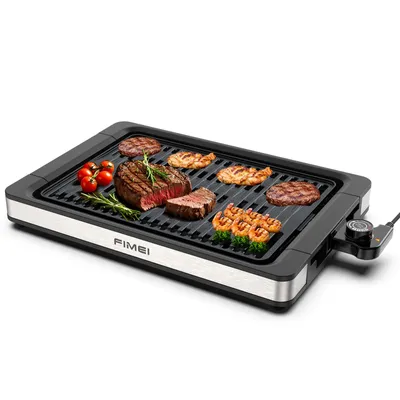Produktbild von FIMEI Elektrischer Tischgrill 1800W, Antihaftbeschichtung, Temperaturregelung, für Innen & Außen, spülmaschinenfest