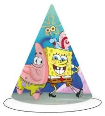 Partymützen SpongeBob, 6 Stück, Karton, Kindergeburtstag