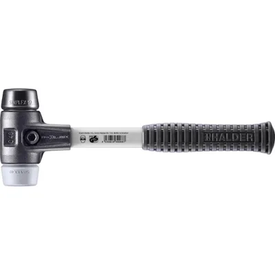 Produktbild von HALDER SIMPLEX Schonhammer Ø 40 mm Gummi schwarz / TPE-mid grau mit verstärktem Tempergussgehäuse und Fiberglasstiel