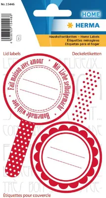 Produktbild von HERMA Deckeletiketten HOME "New Look Rot" 3 Blatt à 2 Sticker