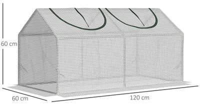 Image de Serre en film plastique - Serre à tomates - Avec fenêtre - Film PE - Imperméable - 120 × 60 × 60 cm - Blanc