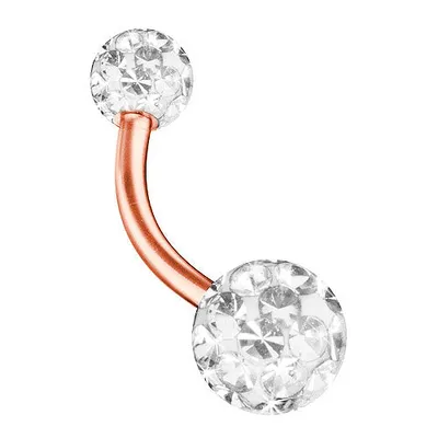 Produktbild von Taffstyle Bauchnabelpiercing Bauchnabelpiercing Banane Ferido Kristall Kugeln in Rosegold, Clear