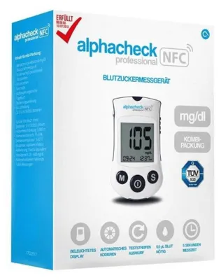 Obrázok produktu pre Profesionálny glukomer Alphacheck mg/dl combip. 1 ks