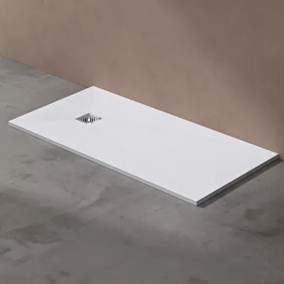 Immagine prodotto di doporro Piatto Doccia in Marmoresina Ultrasottile Bianco, Superficie Antiscivolo in Gelcoat, Pendenza 15?mm, Griglia Inox Rimovibile, Installazione a Filo o Incasso 90x160x3 cm - Geoma09