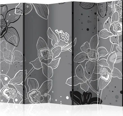 Produktbild von Akusticher Raumteiler Blumen Foto Paravent 225x172 cm beidseitig auf Vlies-Leinwand bedruckt Akustikschaum Trennwand Spanische Wand Sichtschutz Home Office Natur Orchidee b-C-0436-z-c