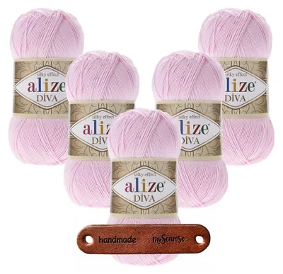 Produktbild von 5 x ALIZE Diva 185 Powder Pink mit Label