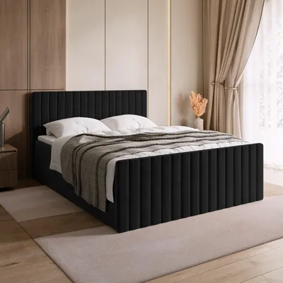 Produktbild von BroMARKT Boxspringbett DREAM DUO mit 2 Bettkasten, Bonell-matratze, Polsterbett, Bett (Schwarz, Kronos 07, 160x200 cm)